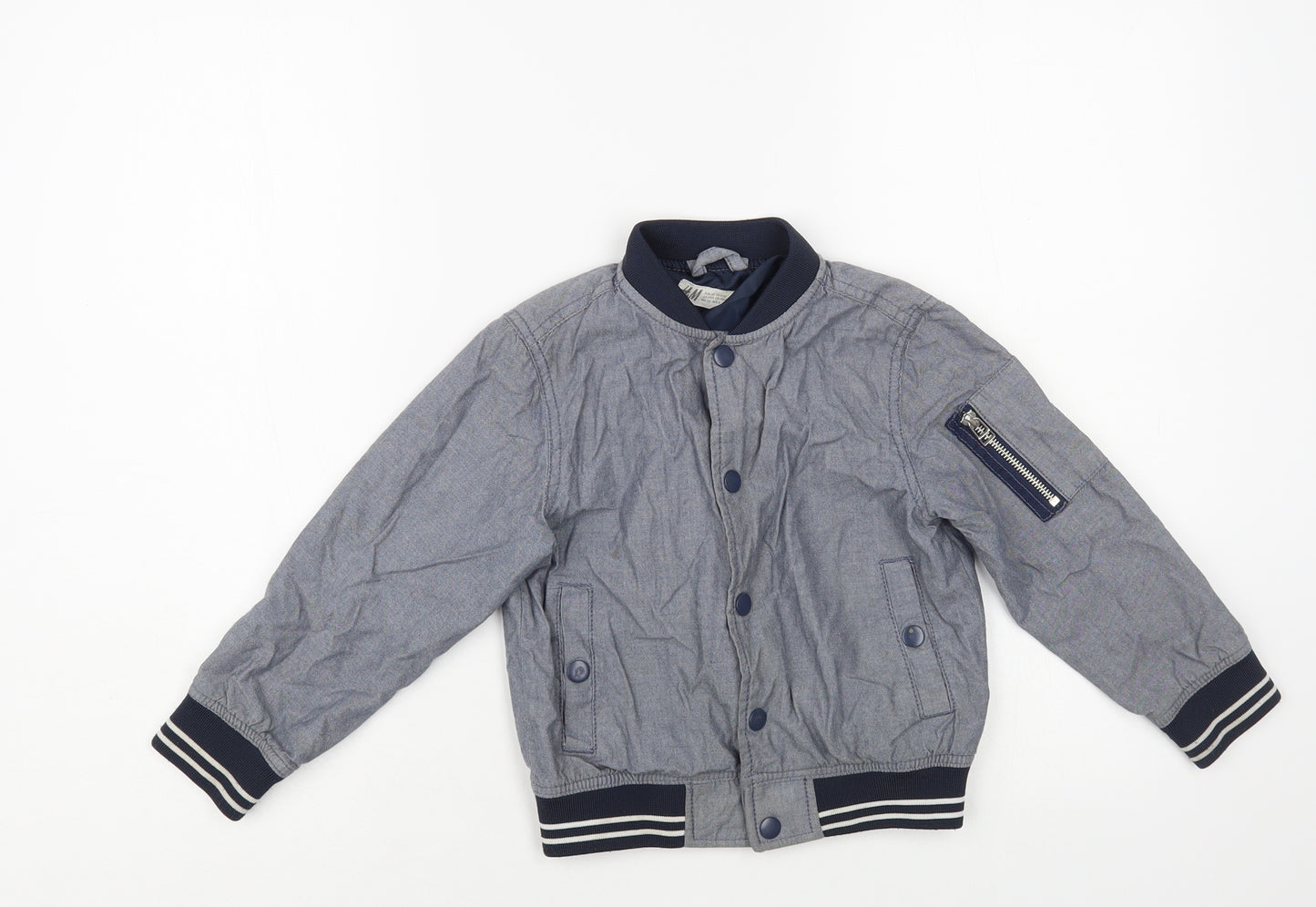 H&M Boys Blue Bomber Jacket Jacket Size 4-5 Years Zip