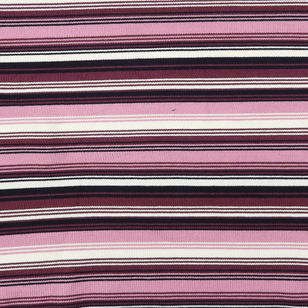 Eastex Womens Pink Crew Neck Striped Acrylic Pullover Jumper Size 16