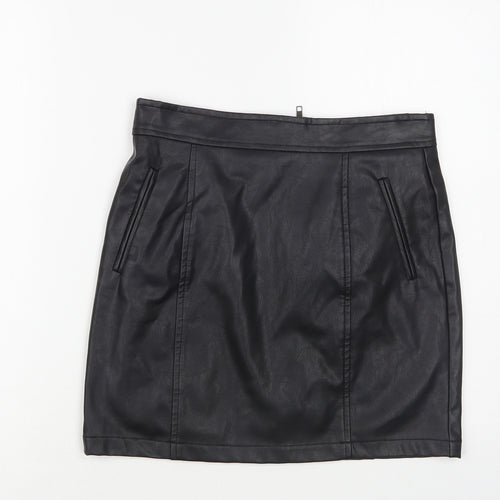 ASDS Womens Black Polyurethane Mini Skirt Size M Zip