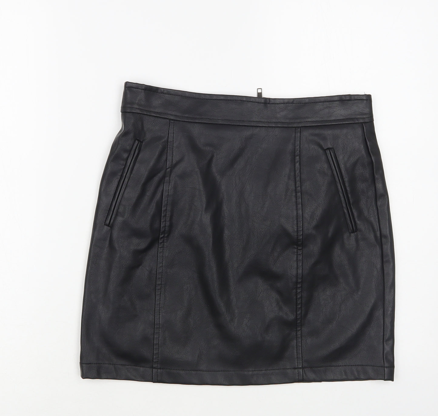 ASDS Womens Black Polyurethane Mini Skirt Size M Zip