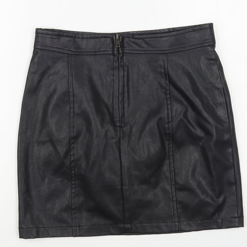 ASDS Womens Black Polyurethane Mini Skirt Size M Zip