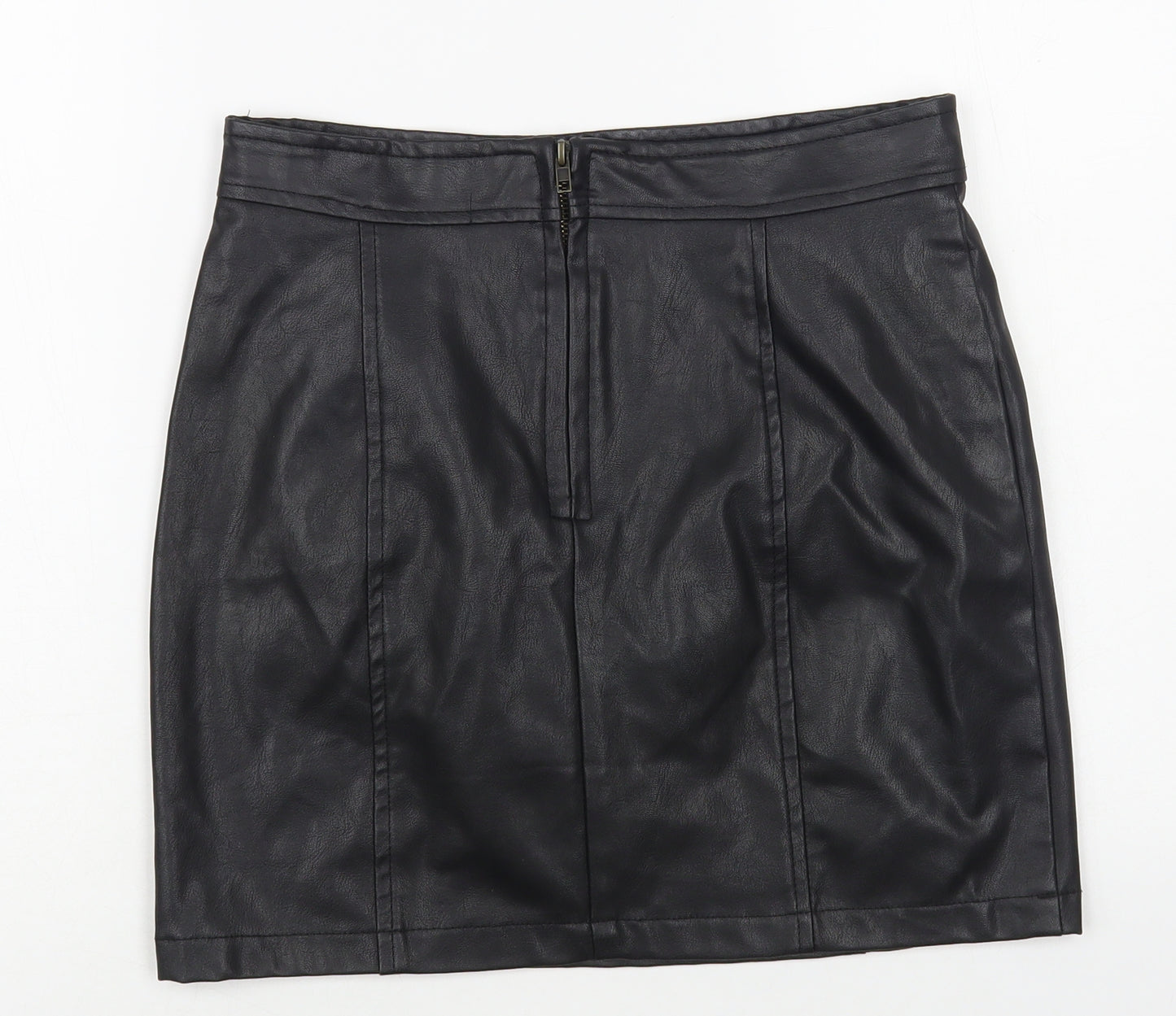 ASDS Womens Black Polyurethane Mini Skirt Size M Zip