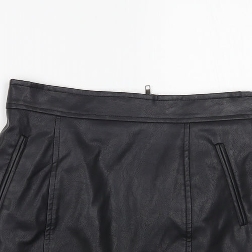 ASDS Womens Black Polyurethane Mini Skirt Size M Zip