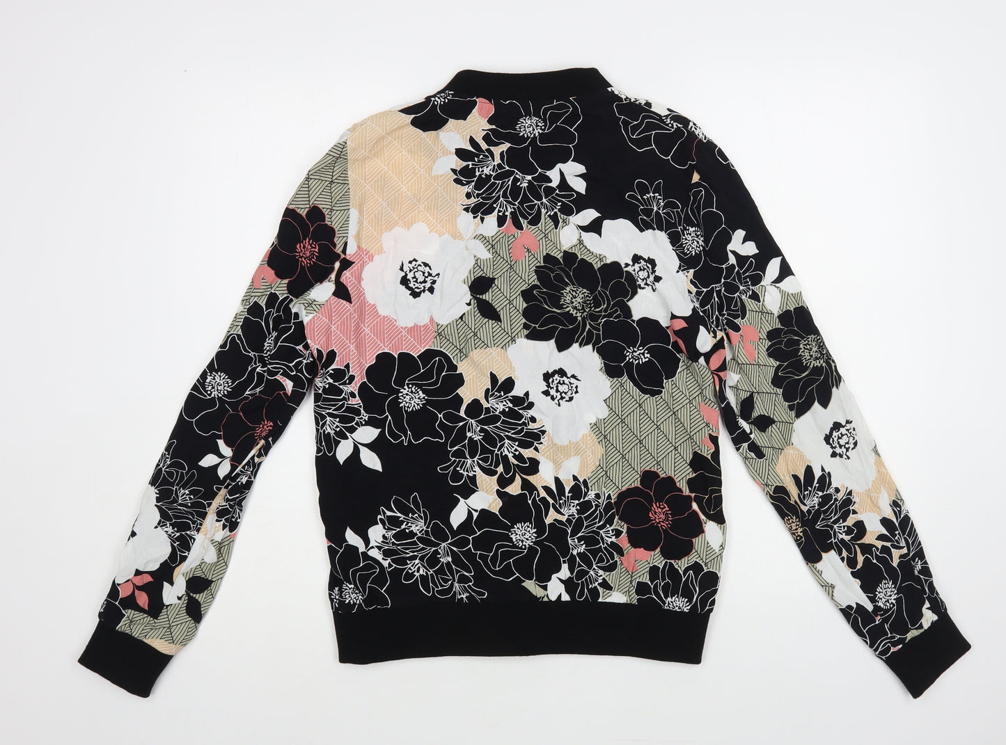 F&F Womens Black Floral Bomber Jacket Jacket Size 8 Zip