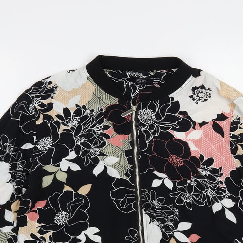 F&F Womens Black Floral Bomber Jacket Jacket Size 8 Zip