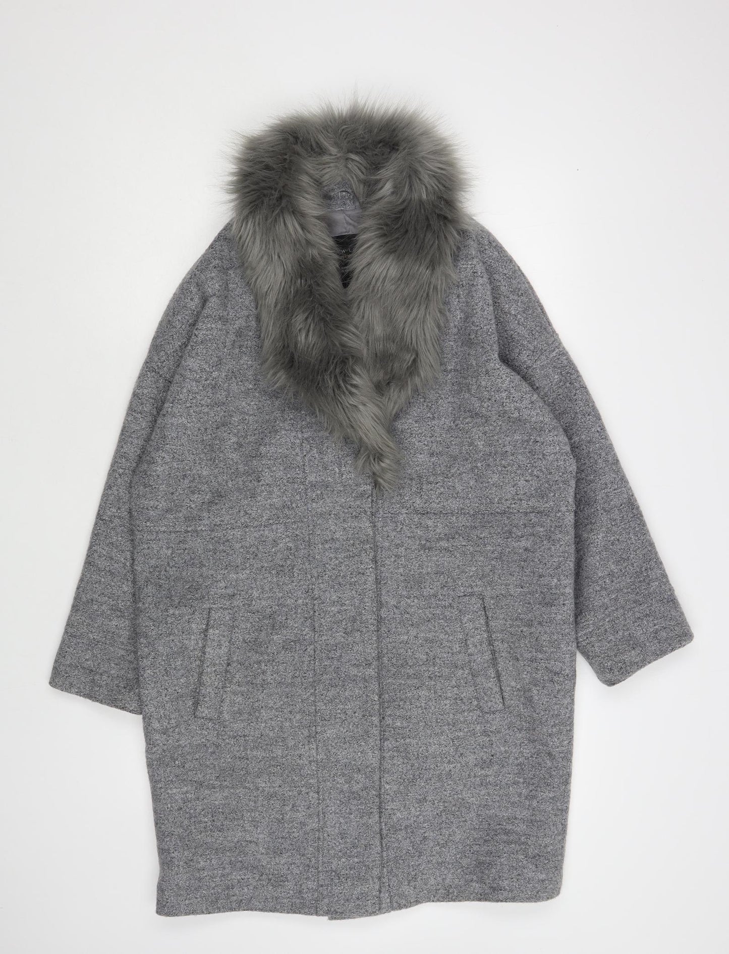 New Look Womens Grey Pea Coat Coat Size 12 Button