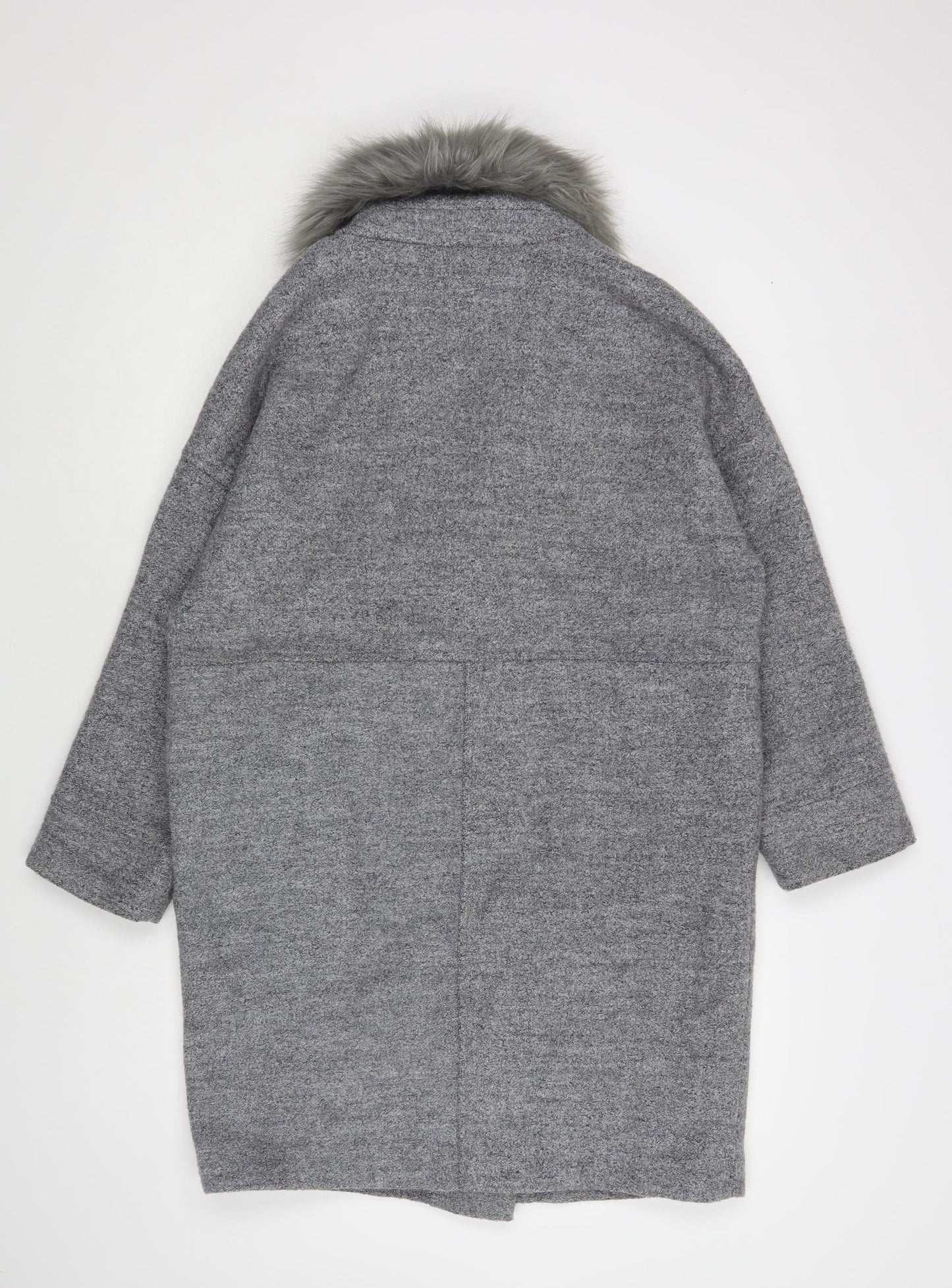 New Look Womens Grey Pea Coat Coat Size 12 Button