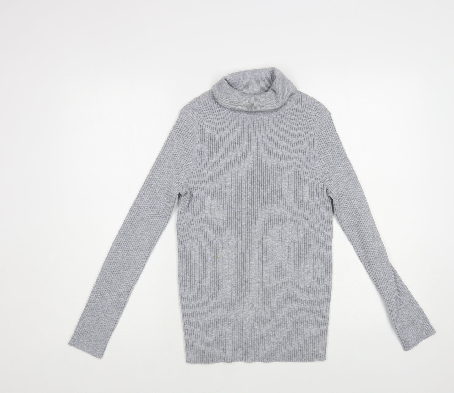 John Lewis Womens Grey Roll Neck Nylon Pullover Jumper Size 12