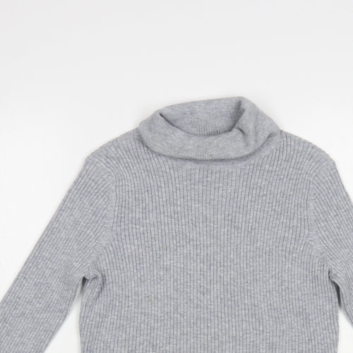 John Lewis Womens Grey Roll Neck Nylon Pullover Jumper Size 12