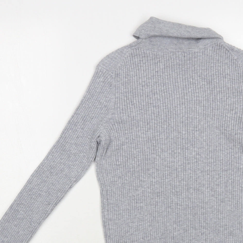 John Lewis Womens Grey Roll Neck Nylon Pullover Jumper Size 12