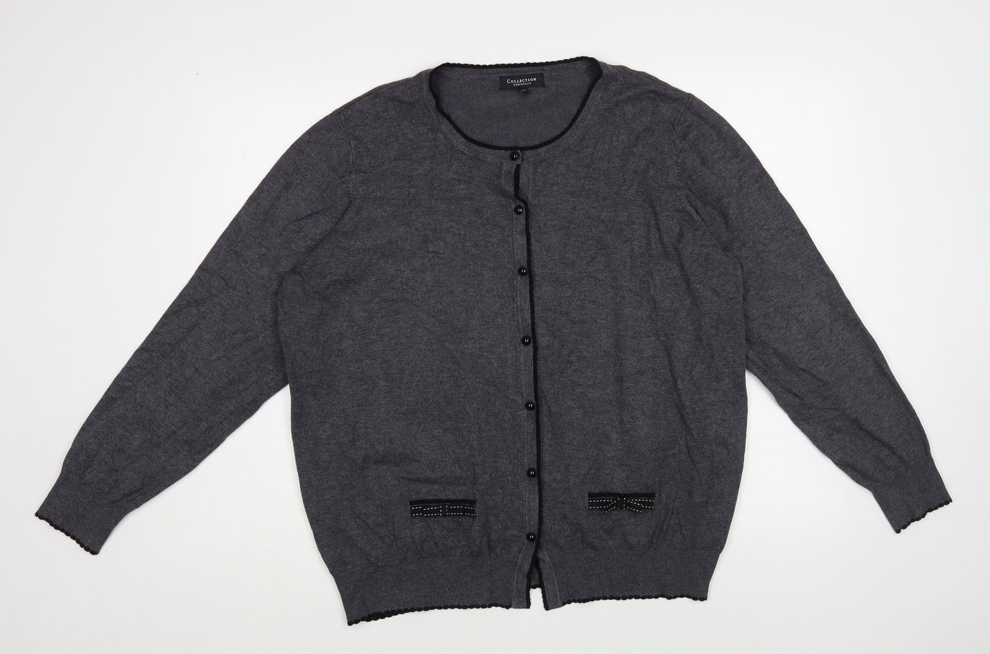 Debenhams Womens Grey Crew Neck Viscose Cardigan Jumper Size 22
