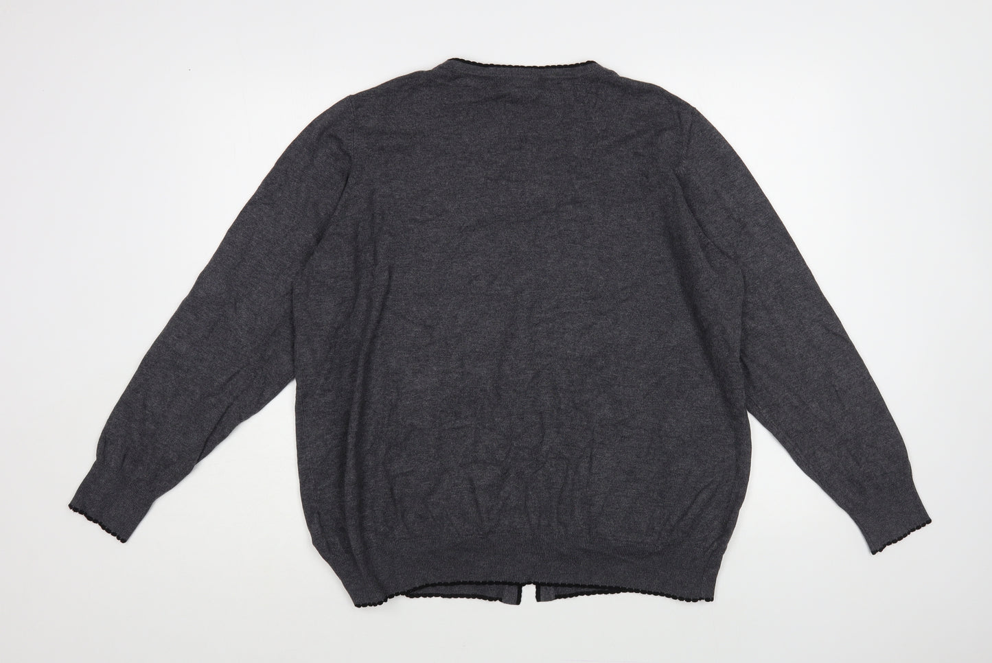 Debenhams Womens Grey Crew Neck Viscose Cardigan Jumper Size 22