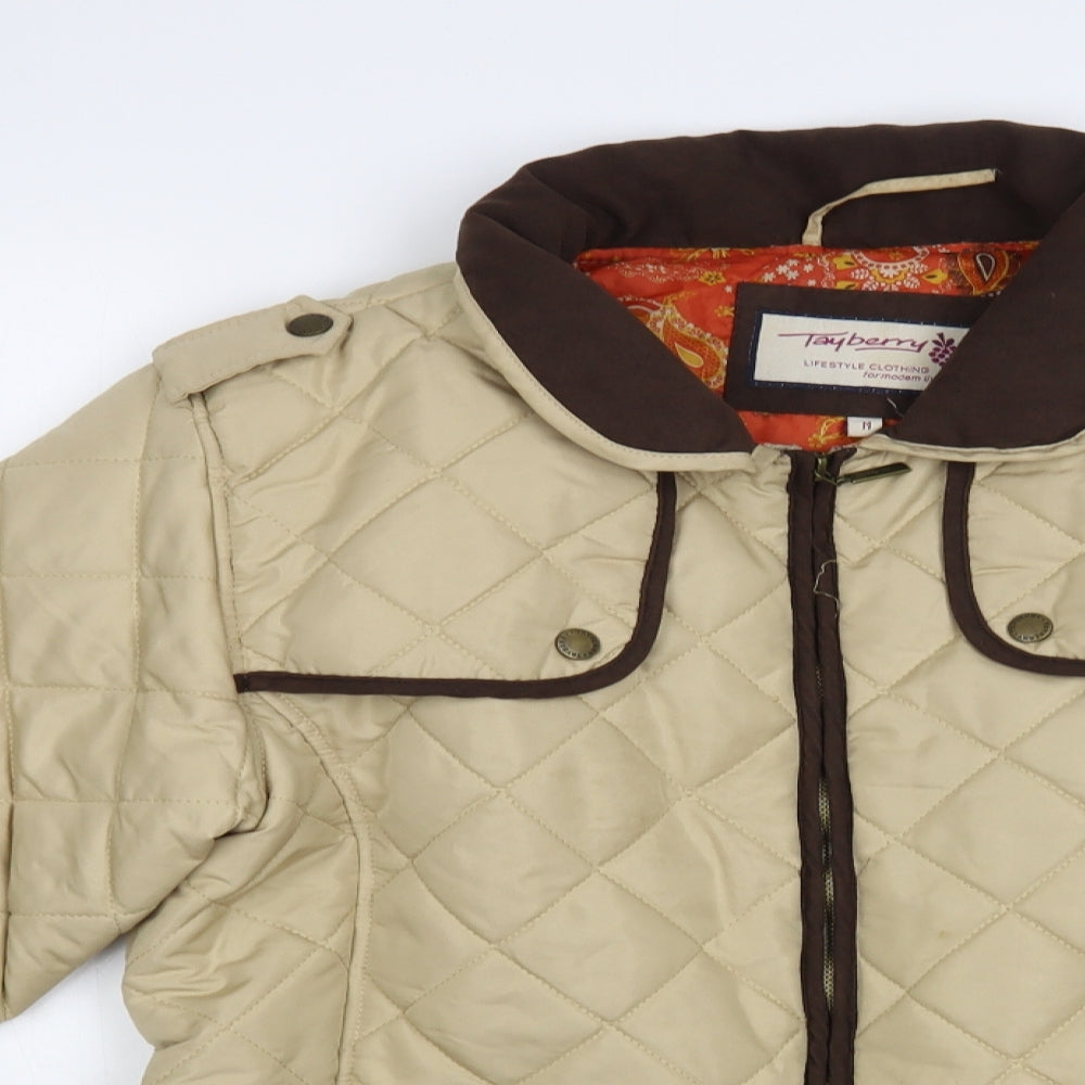 Tayberry Womens Beige Quilted Jacket Size M Zip