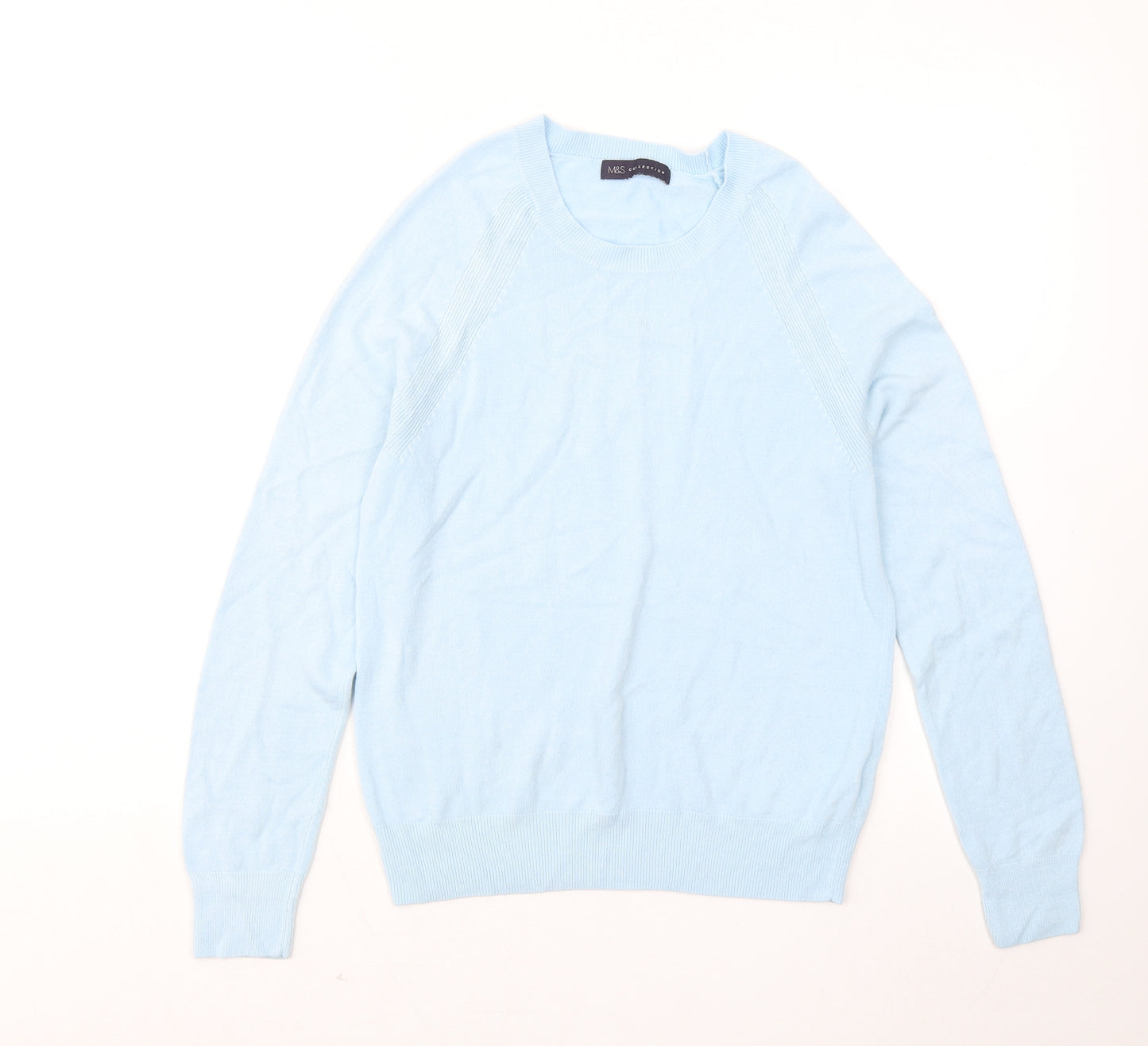 Marks and Spencer Womens Blue Round Neck Acrylic Pullover Jumper Size 8