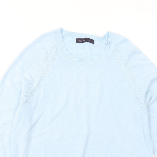Marks and Spencer Womens Blue Round Neck Acrylic Pullover Jumper Size 8