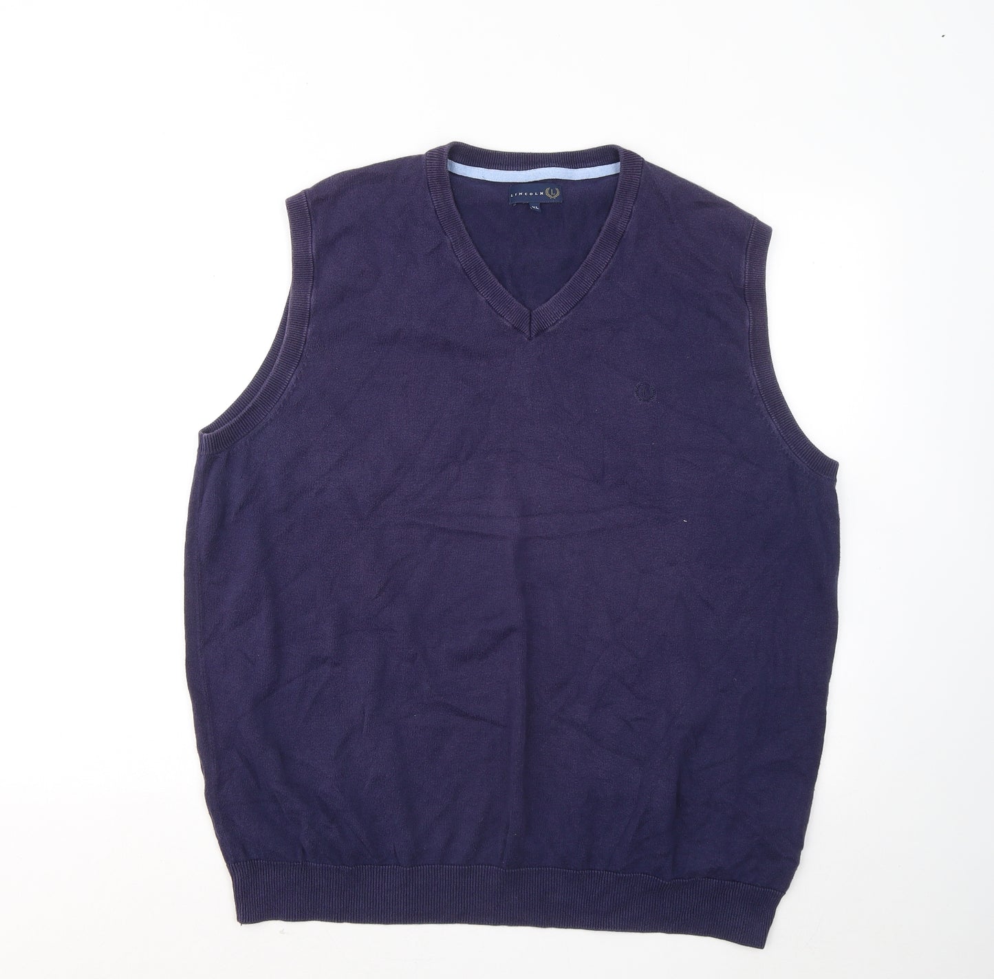 Lincoln Mens Blue V-Neck Vest Jumper Size XL