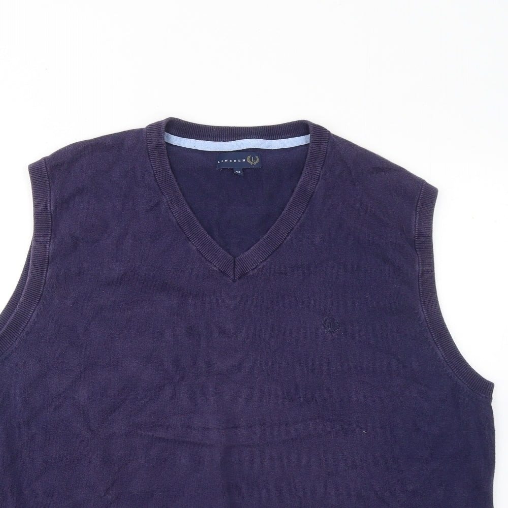 Lincoln Mens Blue V-Neck Vest Jumper Size XL