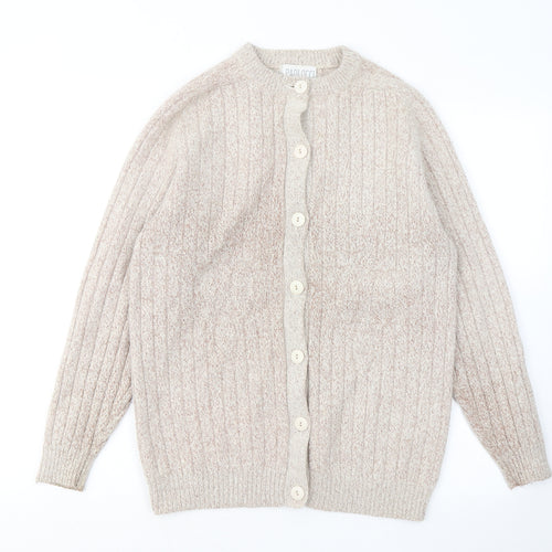 Paolocci Womens Beige Round Neck Wool Cardigan Jumper Size M