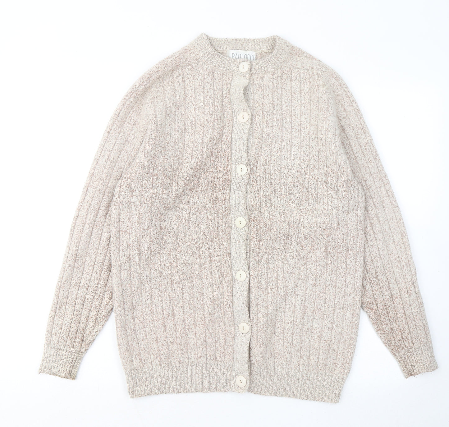 Paolocci Womens Beige Round Neck Wool Cardigan Jumper Size M