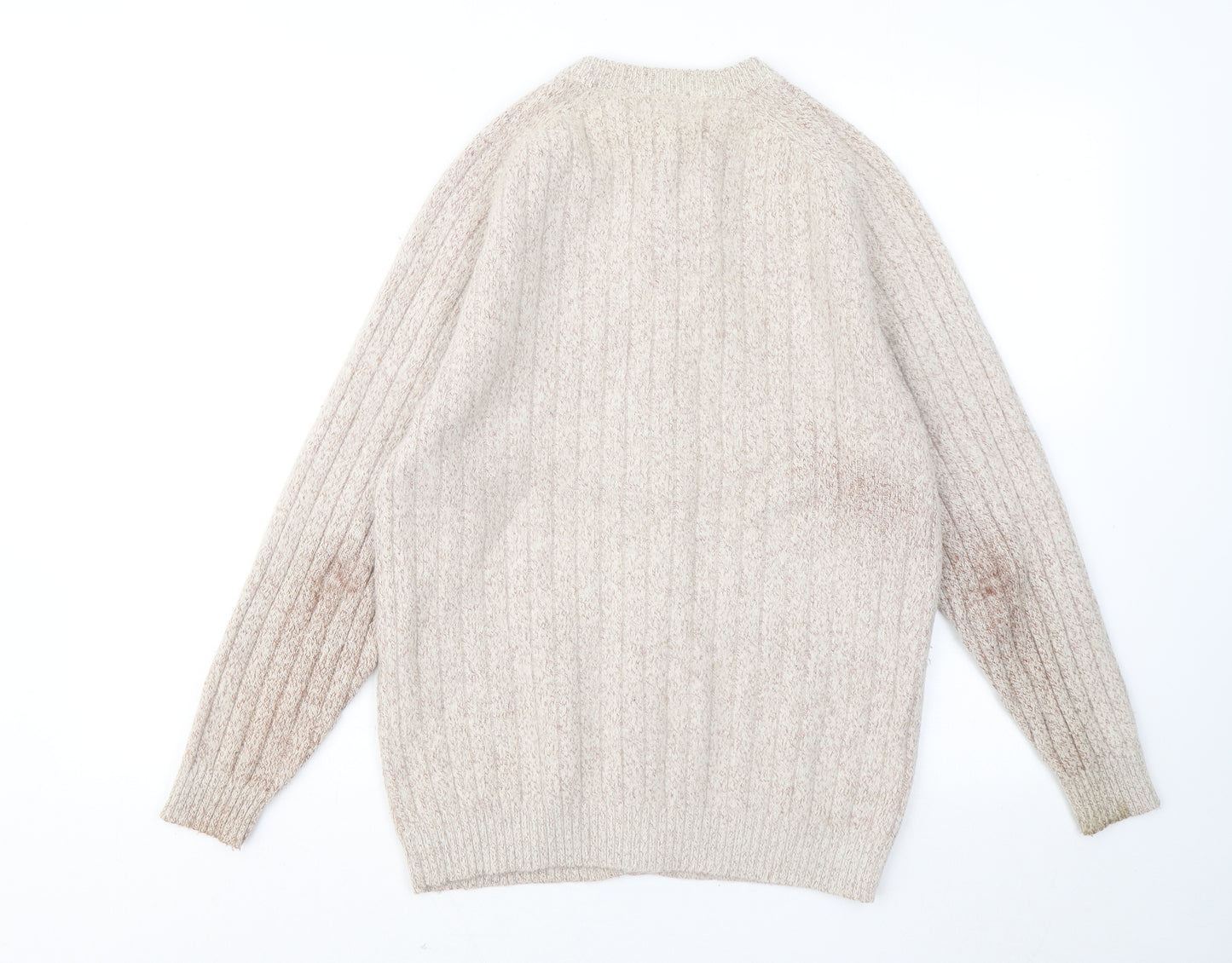 Paolocci Womens Beige Round Neck Wool Cardigan Jumper Size M