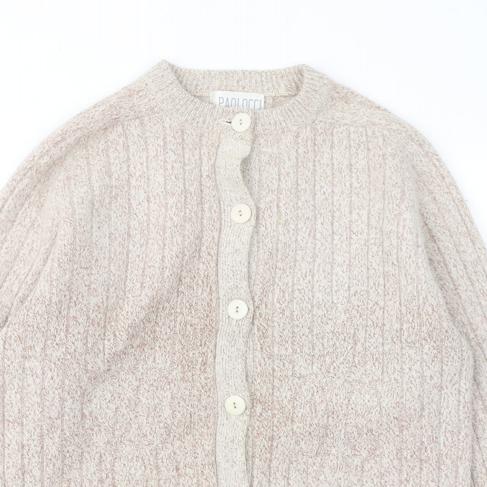 Paolocci Womens Beige Round Neck Wool Cardigan Jumper Size M