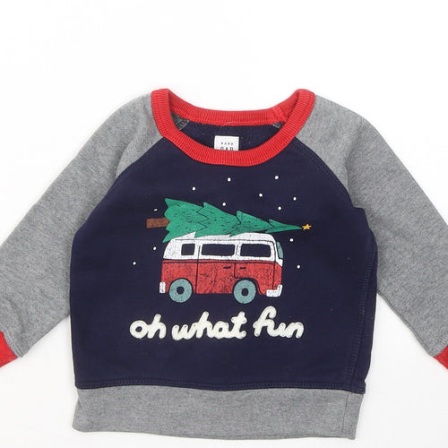Gap Boys Blue Cotton Pullover Jumper Size 12-18 Months - Oh What Fun