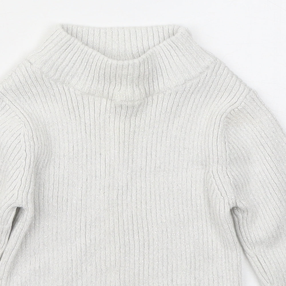 F&F Girls White Cotton Pullover Jumper Size 12-18 Months