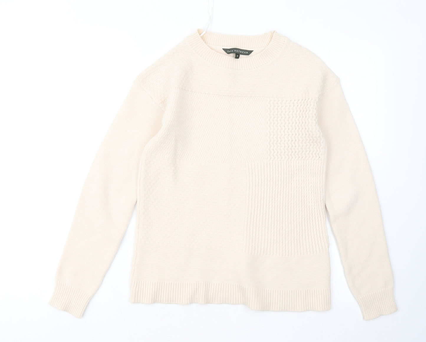 Bonmarché Womens Beige Round Neck Acrylic Pullover Jumper Size 10