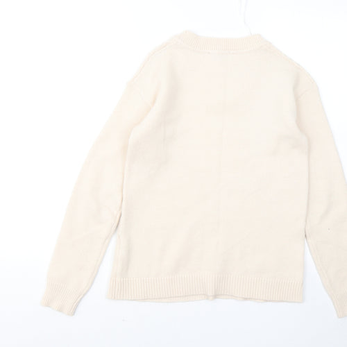 Bonmarché Womens Beige Round Neck Acrylic Pullover Jumper Size 10