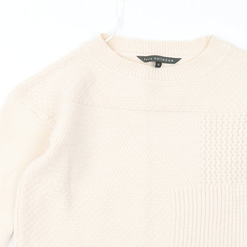 Bonmarché Womens Beige Round Neck Acrylic Pullover Jumper Size 10