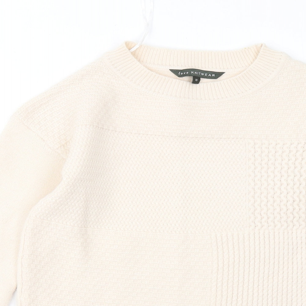 Bonmarché Womens Beige Round Neck Acrylic Pullover Jumper Size 10