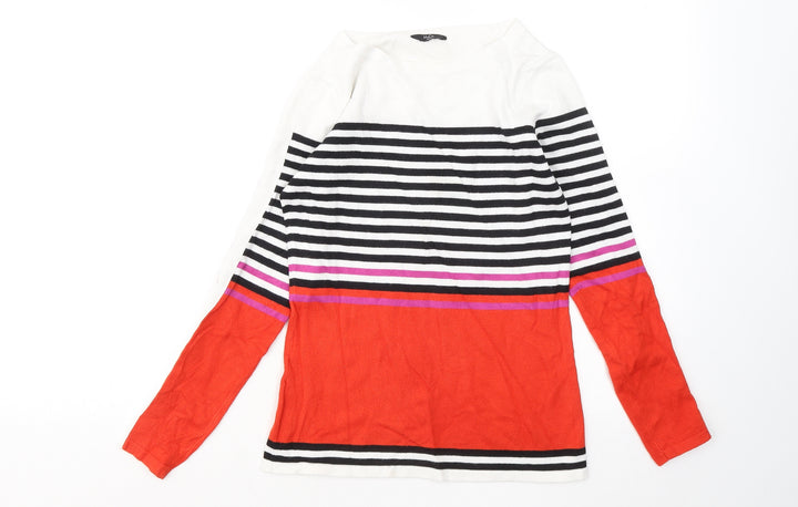 M&Co Womens Multicoloured Round Neck Striped Viscose Pullover Jumper Size 8