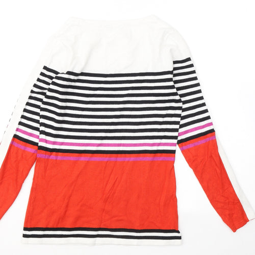 M&Co Womens Multicoloured Round Neck Striped Viscose Pullover Jumper Size 8