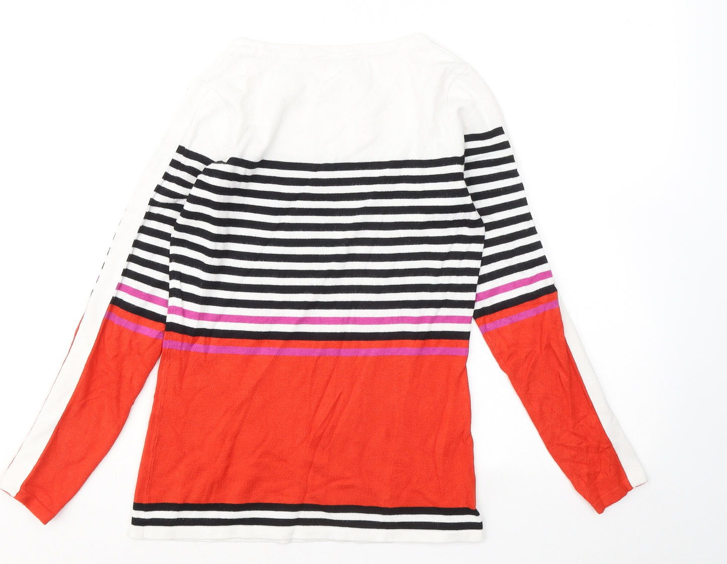 M&Co Womens Multicoloured Round Neck Striped Viscose Pullover Jumper Size 8
