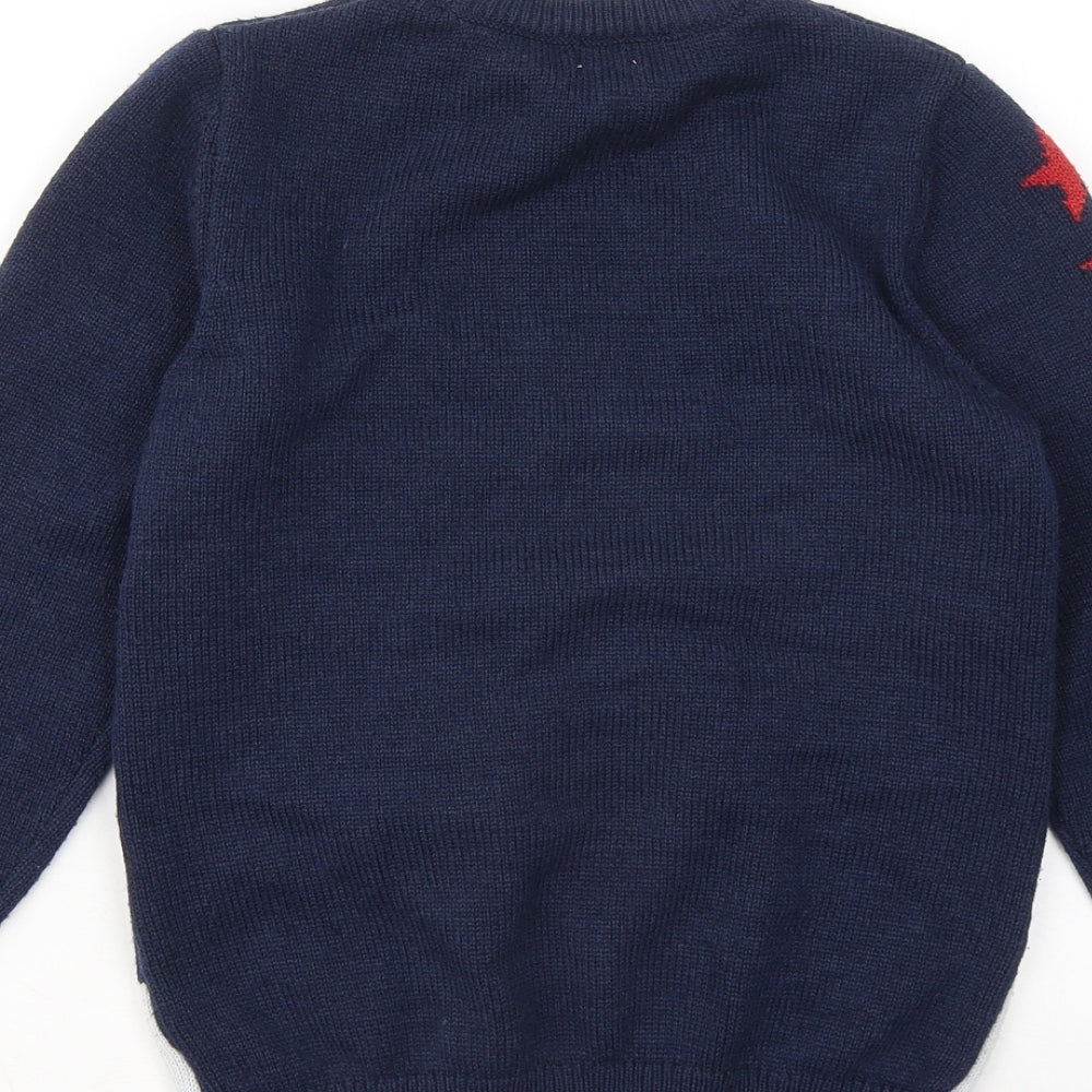 F&F Boys Blue Round Neck Polyester Pullover Jumper Size 10 Years - Christmas jumper