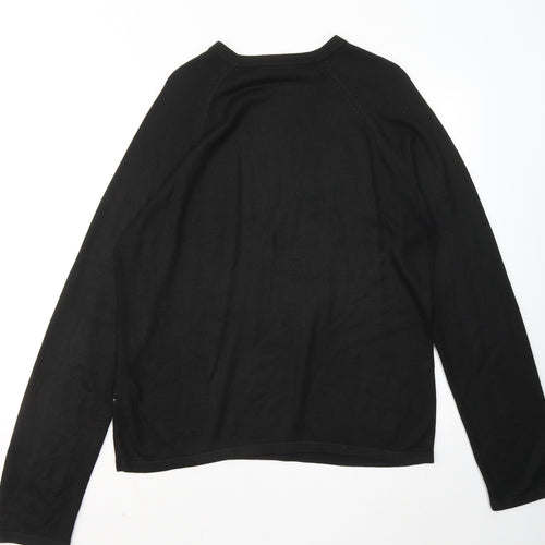 Burton Mens Black Round Neck Geometric Acrylic Pullover Jumper Size M