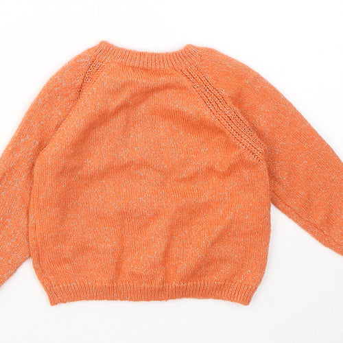 NEXT Girls Orange Acrylic Cardigan Jumper Size 12-18 Months - Bird
