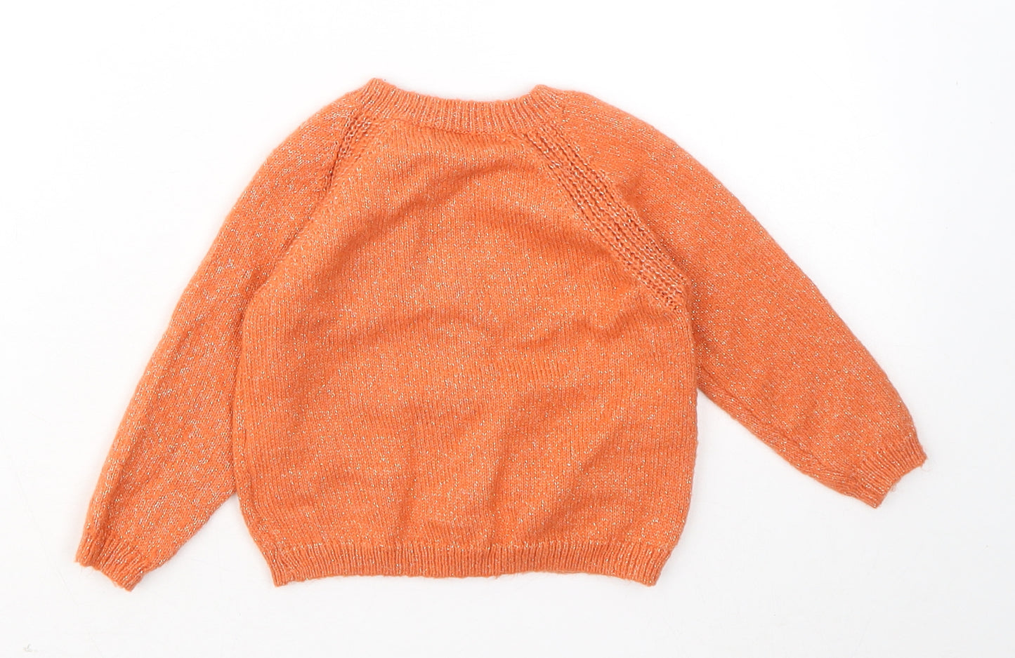 NEXT Girls Orange Acrylic Cardigan Jumper Size 12-18 Months - Bird