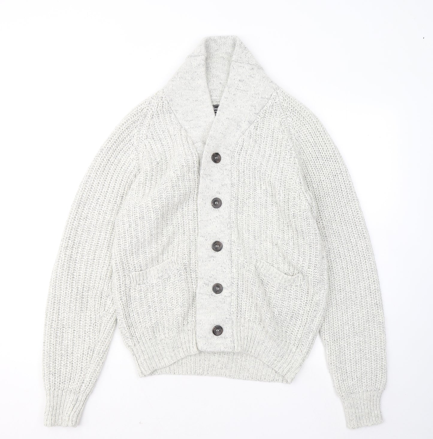 urban release Mens Ivory V-Neck Acrylic Cardigan Jumper Size L