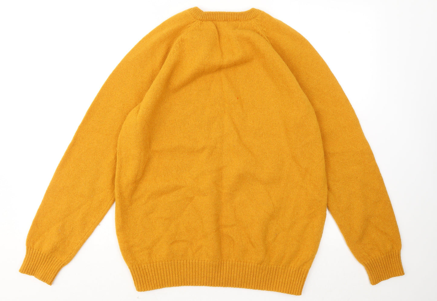 Easy Mens Orange Round Neck Wool Pullover Jumper Size L