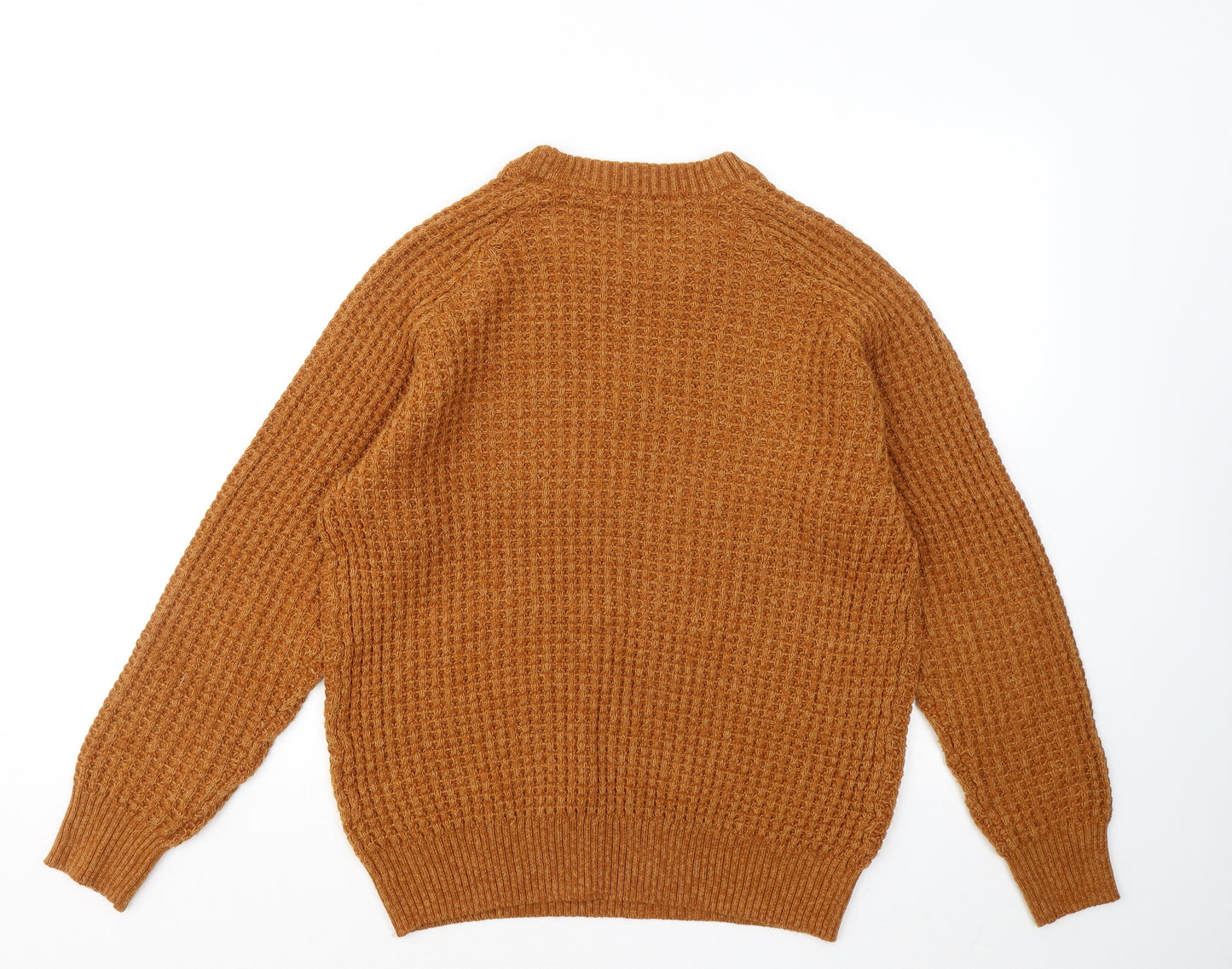 George Mens Orange Round Neck Acrylic Pullover Jumper Size L