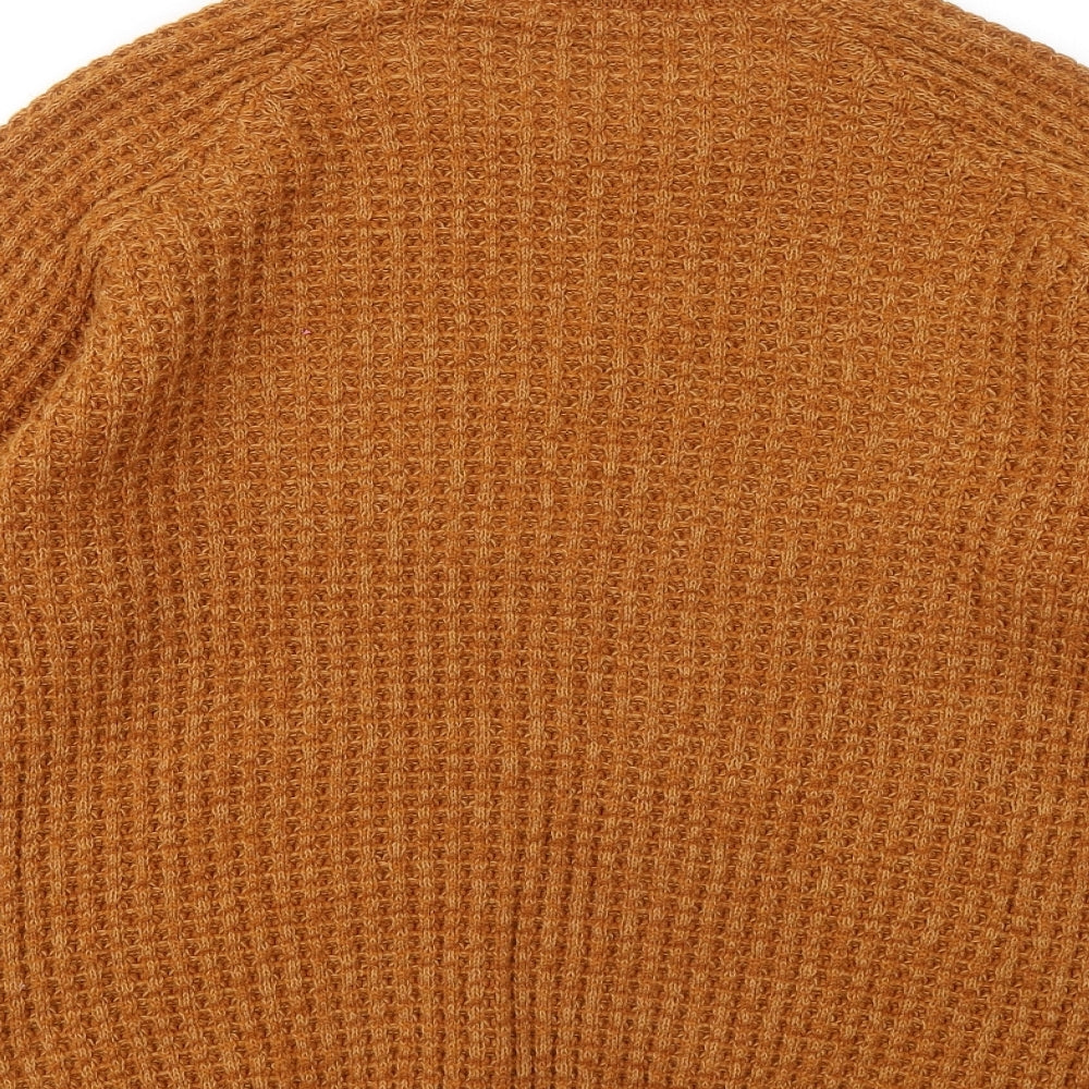George Mens Orange Round Neck Acrylic Pullover Jumper Size L