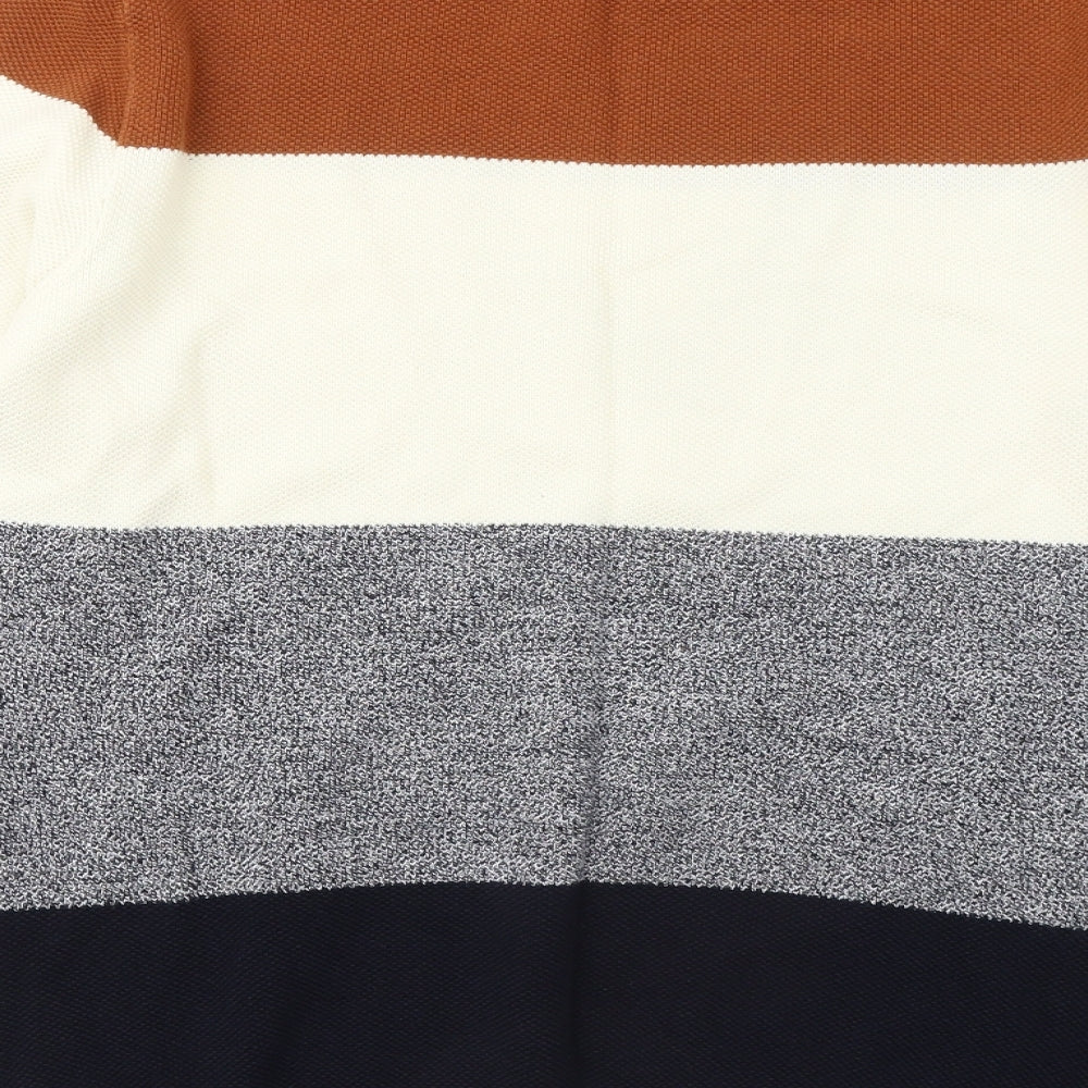 George Mens Multicoloured Round Neck Striped Cotton Pullover Jumper Size L