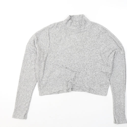 Topshop Womens Grey Mock Neck Viscose Pullover Jumper Size 12