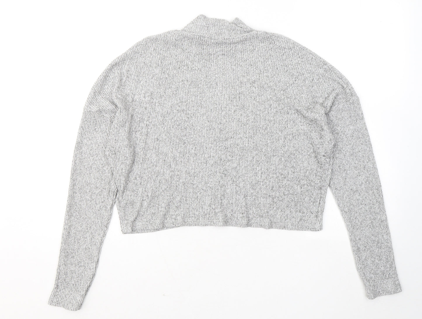 Topshop Womens Grey Mock Neck Viscose Pullover Jumper Size 12