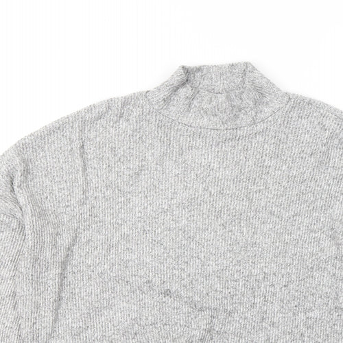 Topshop Womens Grey Mock Neck Viscose Pullover Jumper Size 12