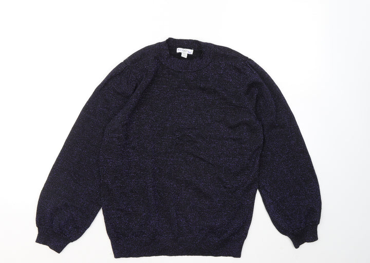 M&Co Womens Purple Round Neck Viscose Pullover Jumper Size 10