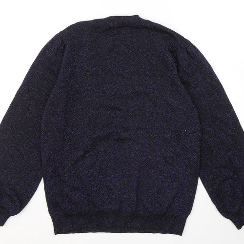 M&Co Womens Purple Round Neck Viscose Pullover Jumper Size 10