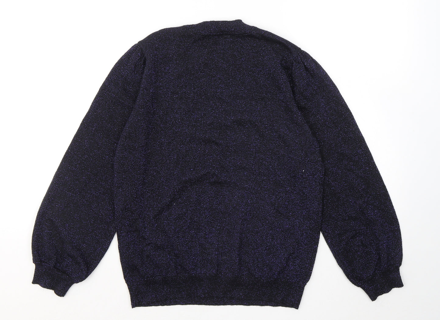 M&Co Womens Purple Round Neck Viscose Pullover Jumper Size 10
