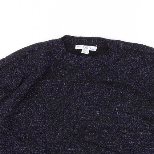 M&Co Womens Purple Round Neck Viscose Pullover Jumper Size 10